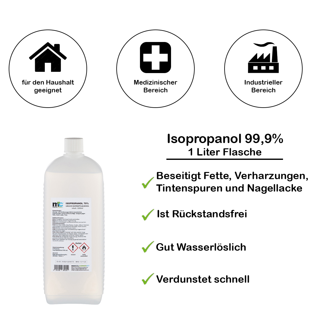 Isopropanol 99.9% Isopropyl Alcohol 1000 ml