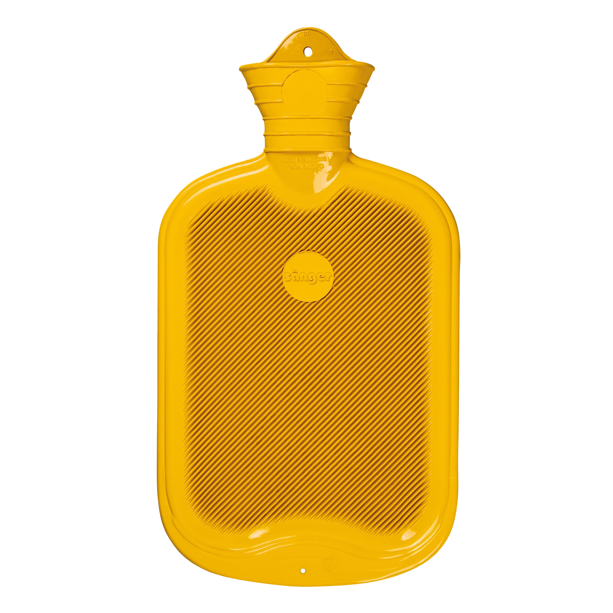 Sänger 2.0 Liter Hot Water Bottle, Natural Rubber, yellow, FSC one-sided with Lamella
