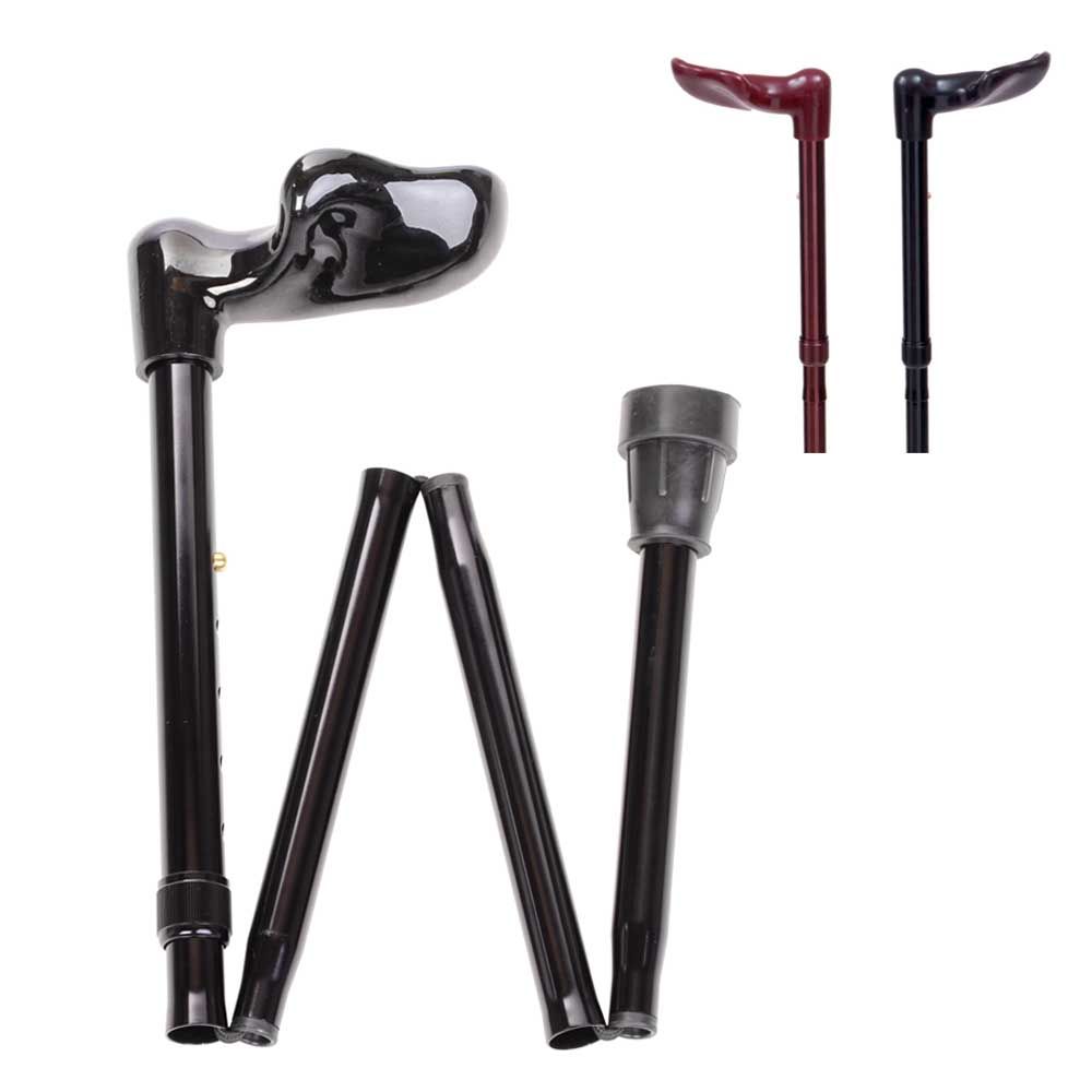 Behrend foldable cane, fischer handle, adjustable, left/right