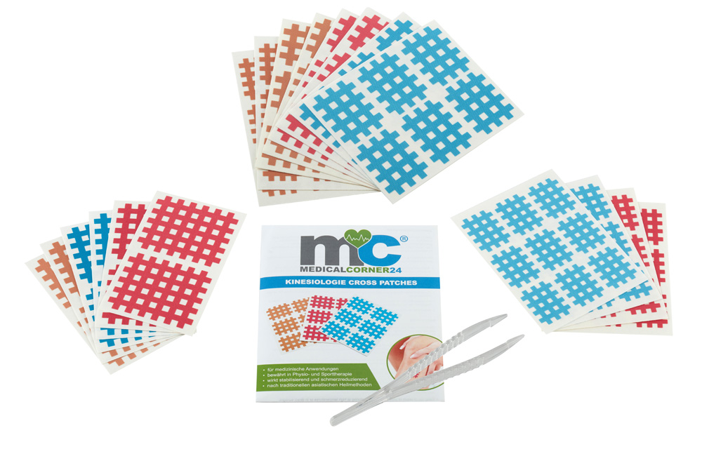 102 Cross patches incl. Tweezers, Grid Tape, diff. Sizes / colors