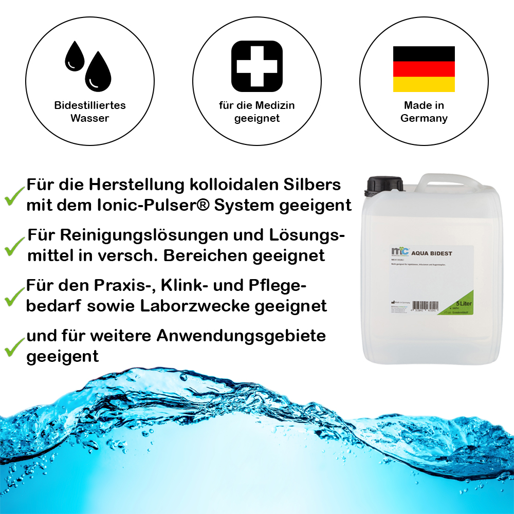 Aqua Bidest Double-Distilled Water, Laboratory Water, 4 x 5 litres