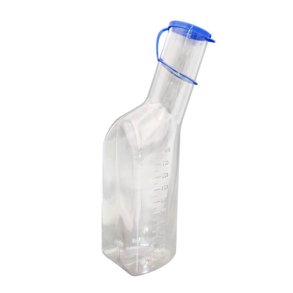 Ratiomed urine bottle men, clear,  transparent, autoclavable, lid, 1 L