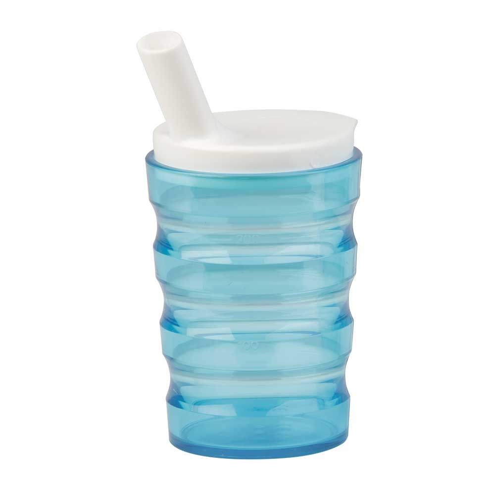Behrend drinking cup, unbreakable, leakproof, grooves, 200ml, blue