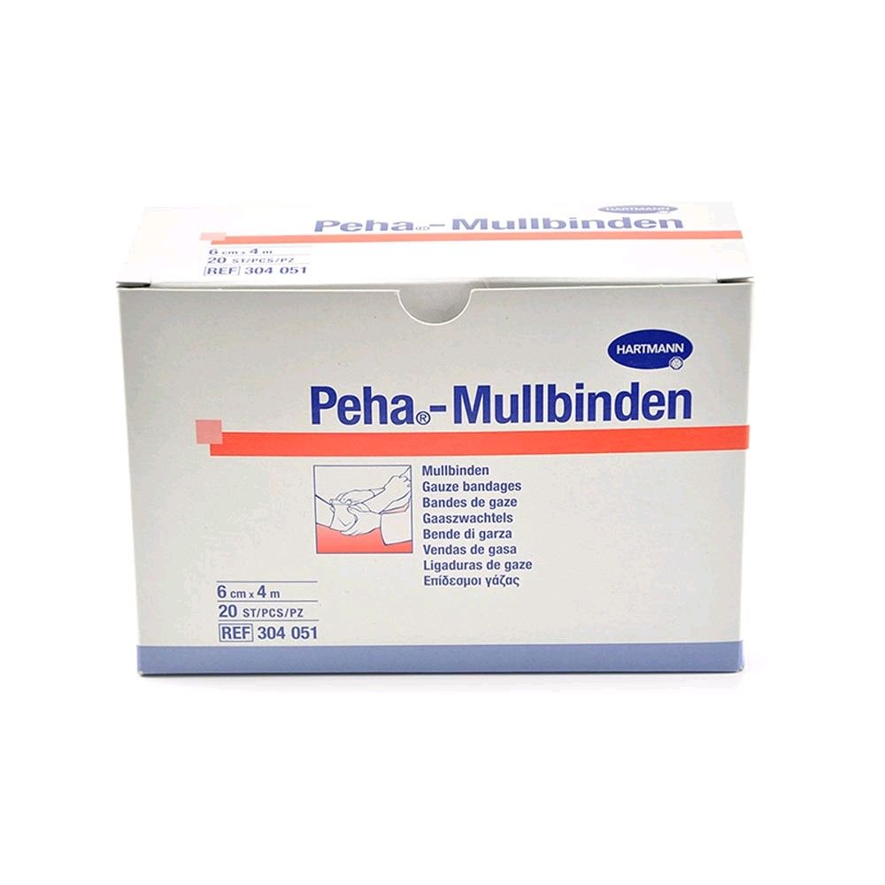 Peha gauze by Hartmann, fixation bandages, white, 20 pack, 4cm x 4m