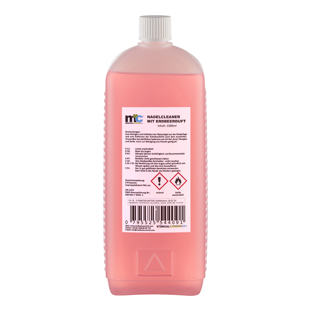 Nail Cleaner, isopropanol 70%, degreaser, strawberry scent, 1,000 ml