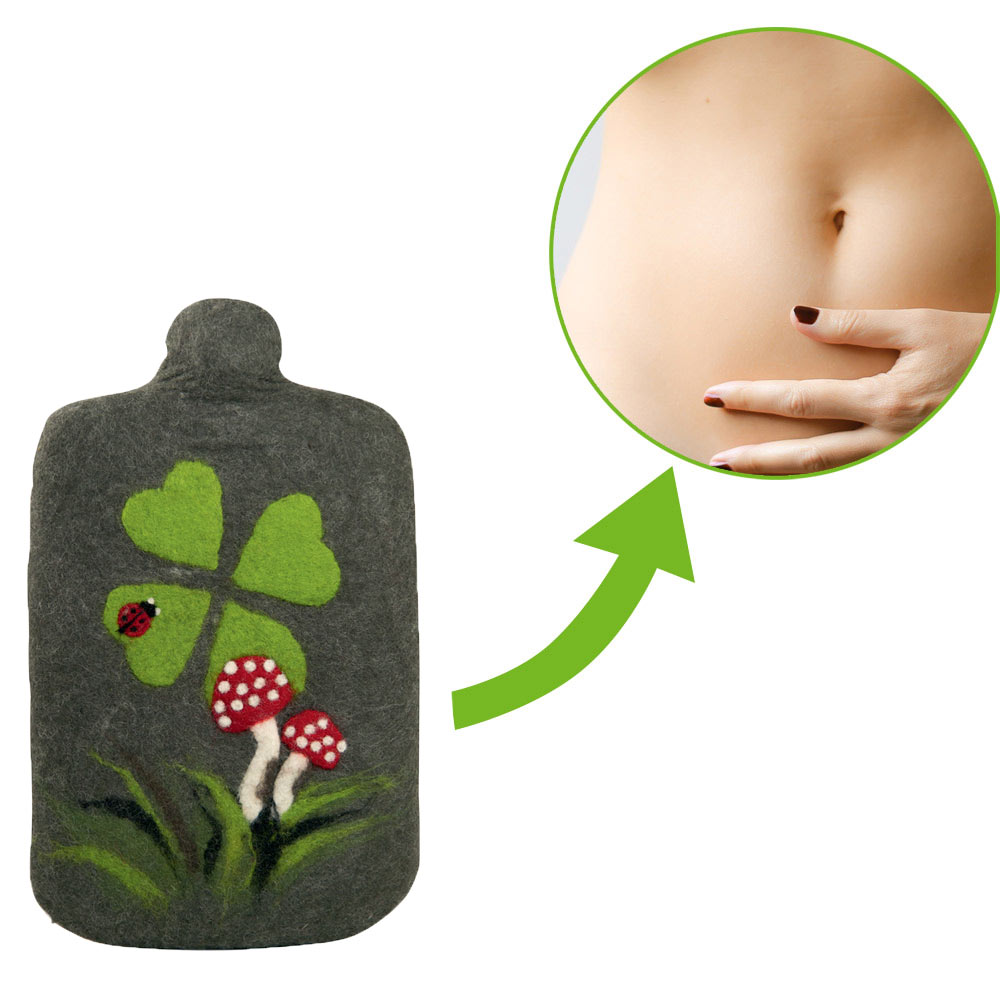 Hugo Frosch eco hot water bottle 2.0 L, felt cover, clover