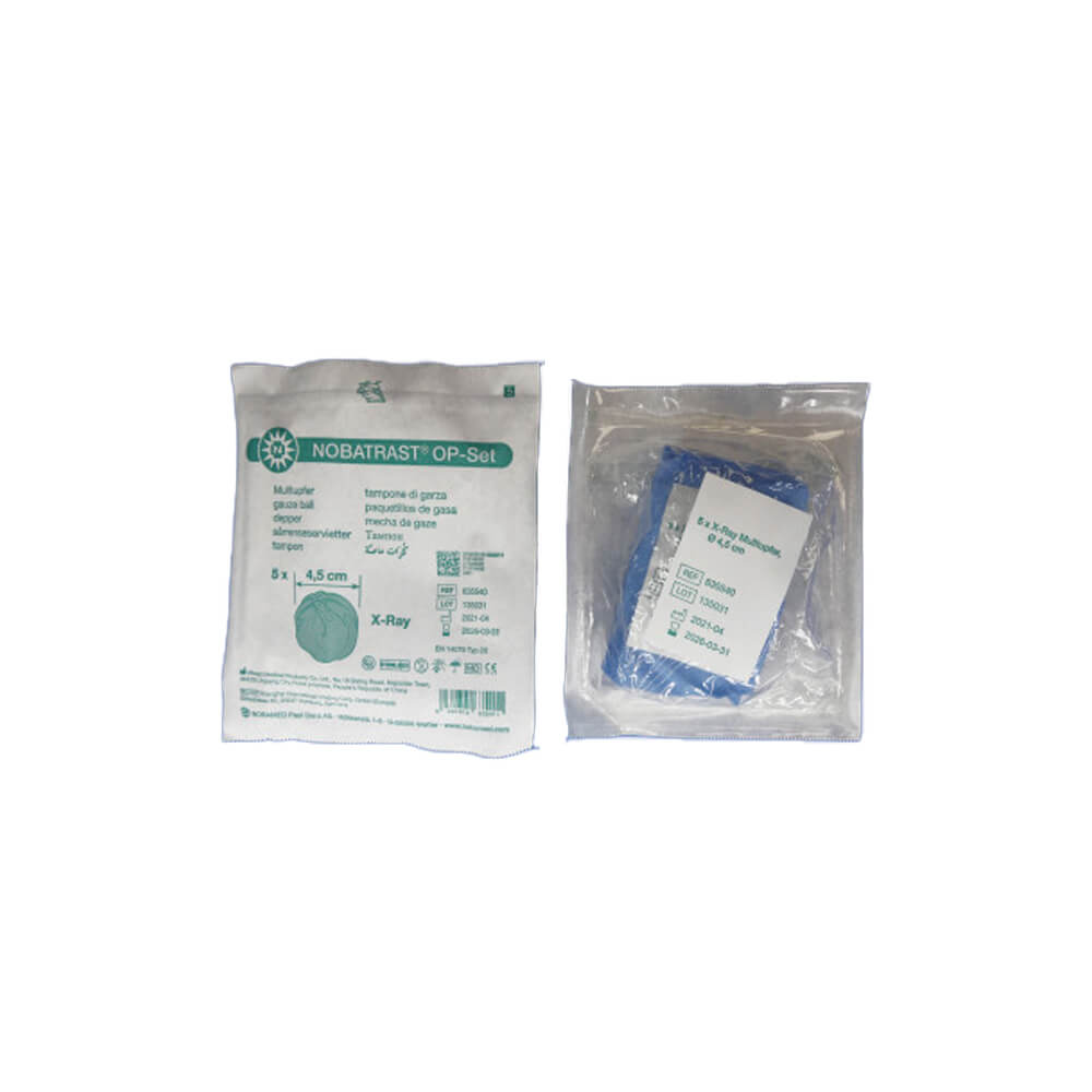 Nobatrast OP-Set, 5 gauze swabs, sterile, Ø 4,5cm