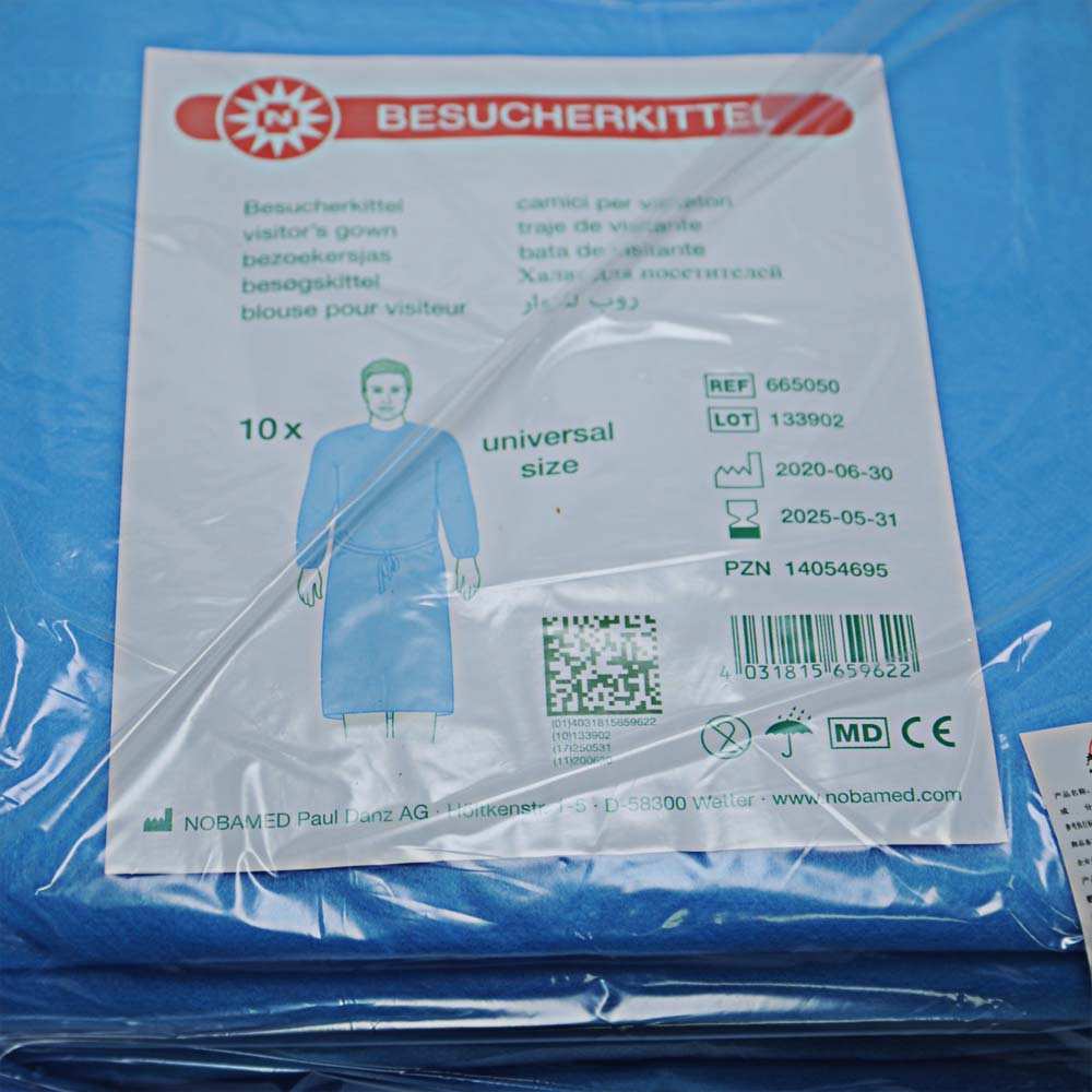 Visitor smock made of non-woven fabric by Noba, one size, light blue, 10 pieces