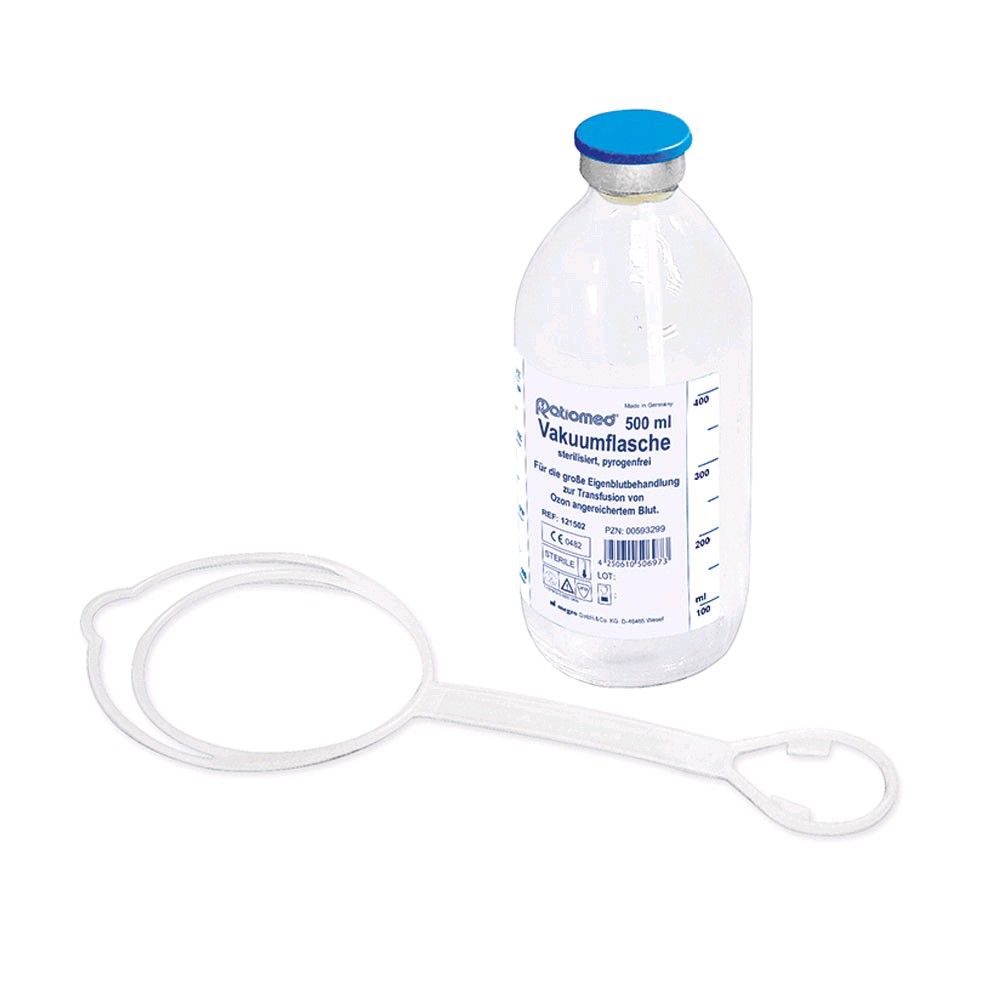 Ratiomed vacuum bottle, ozone therapy, bottle holders, glass, 500ml