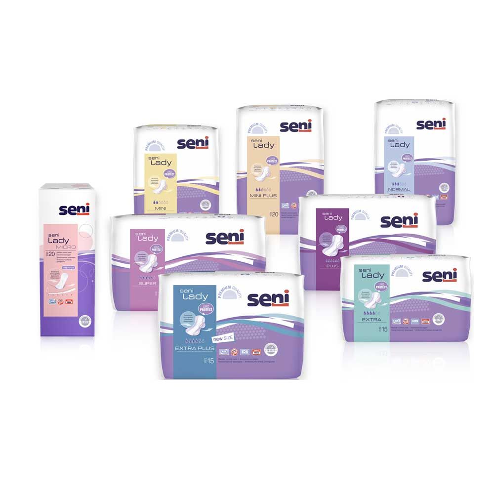 Seni Lady Incontinence Pads, Breathable, Discreet, 8 Sizes