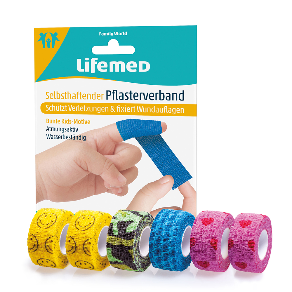 Lifemed® plaster bandage, self-adhesive, 6 rolls, 2,5cm x 4m