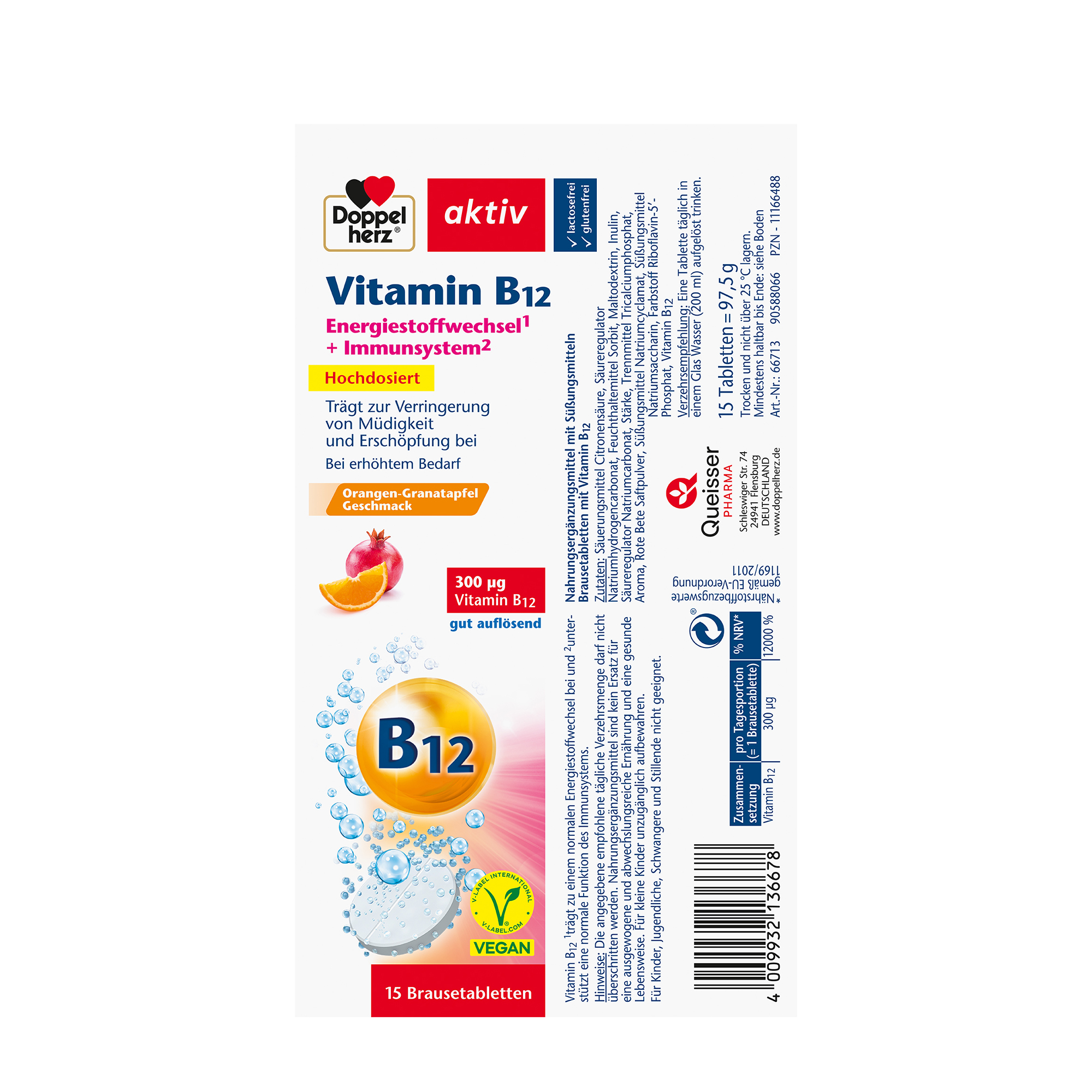 Doppelherz aktiv Vitamin B12, 15 Effervescent Tablets