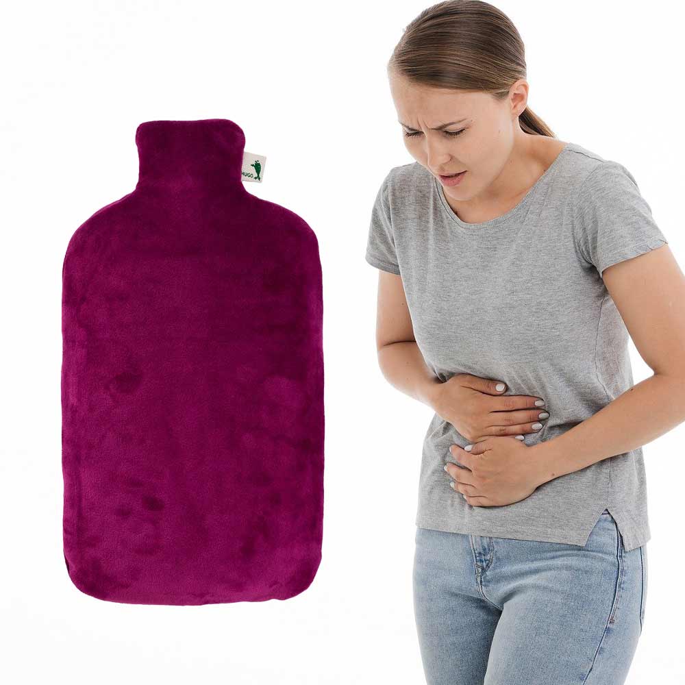 Hugo Frosch eco hot water bottle 2,0 L, velvet cover, various. Colors