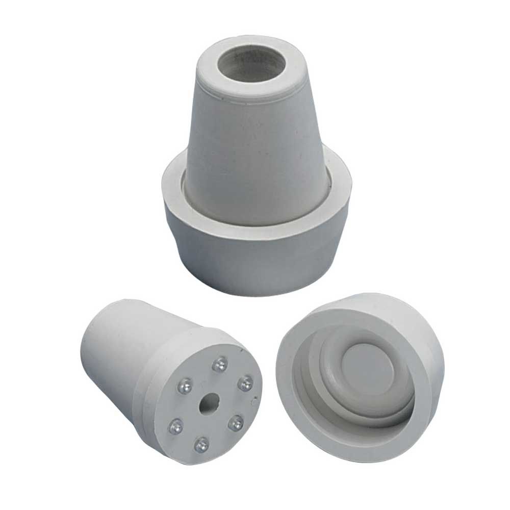 Behrend crutch capsule, rubber, with spikes, wide, grey, 20mm