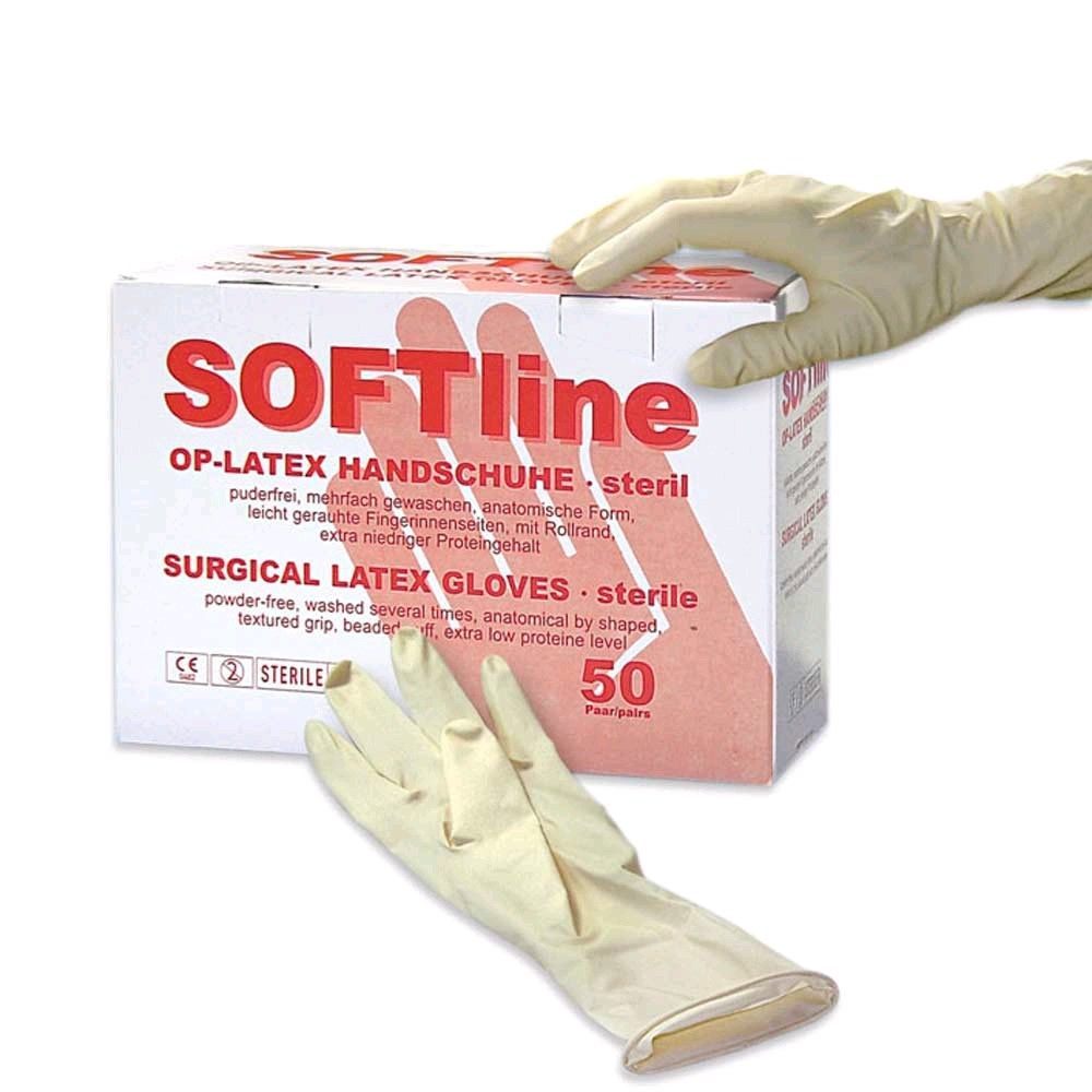 SOFTline Surgical Latex Gloves, sterile, powder-free, 50 pairs, size 7,5
