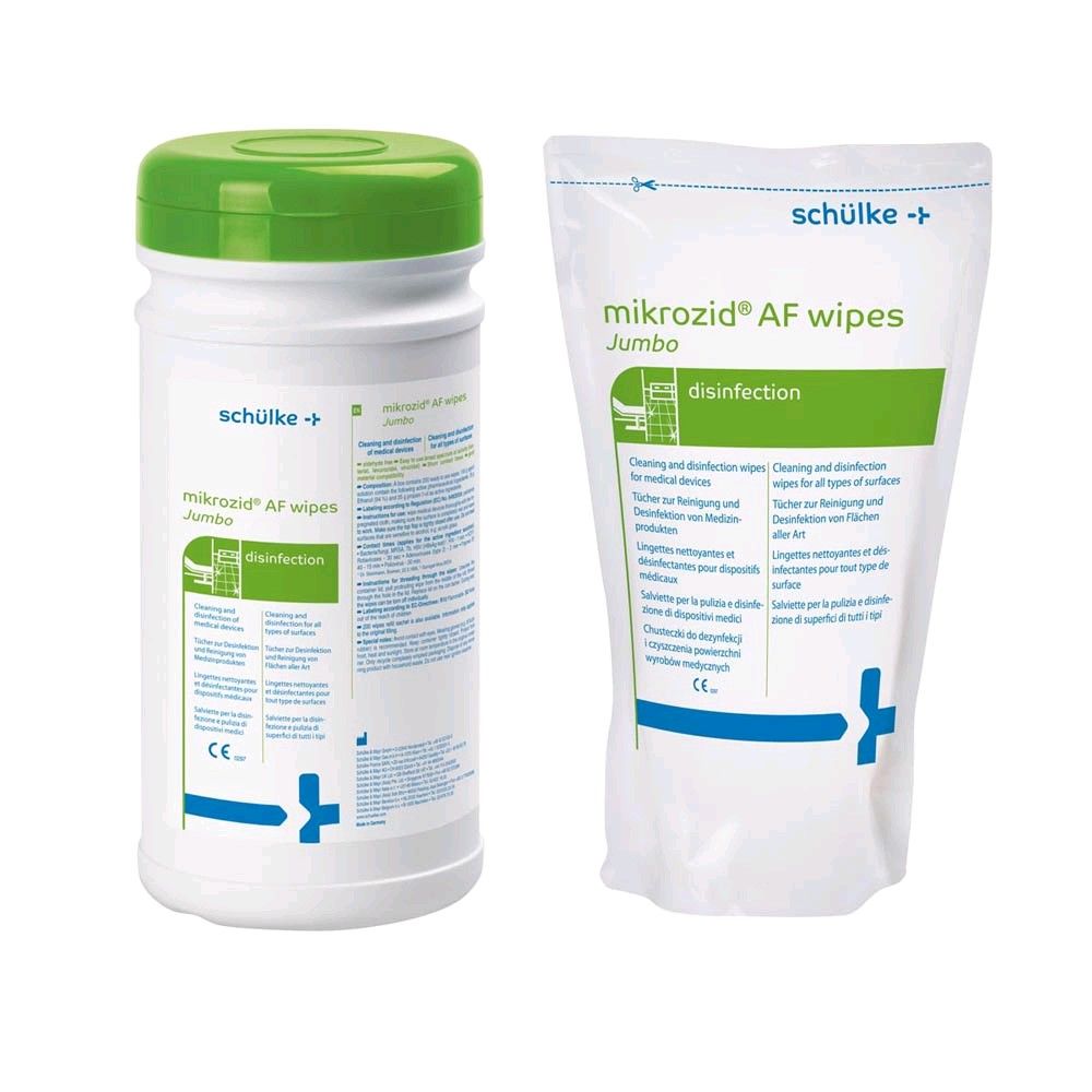 Schülke mikrozid® AF Jumbo disinfecting wipes, Dispenser or Refill