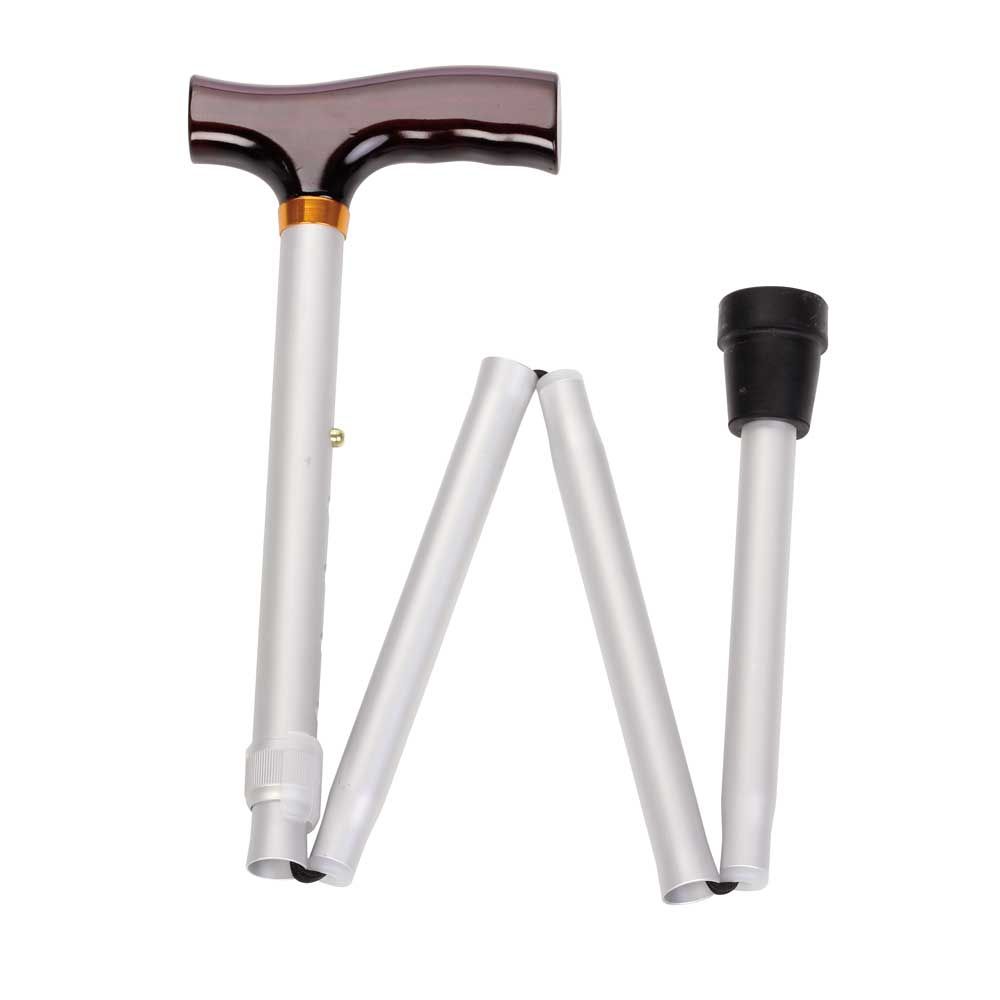 Behrend folding stick, Fritz-handle, alu, adjustable, silver
