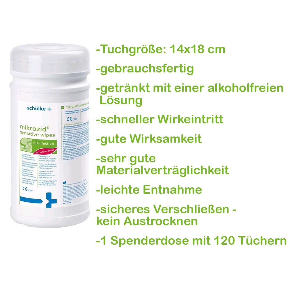 Schülke Disinfecting Wipes Mikrozid® Sensitive, 14x18cm, 120pcs, Can