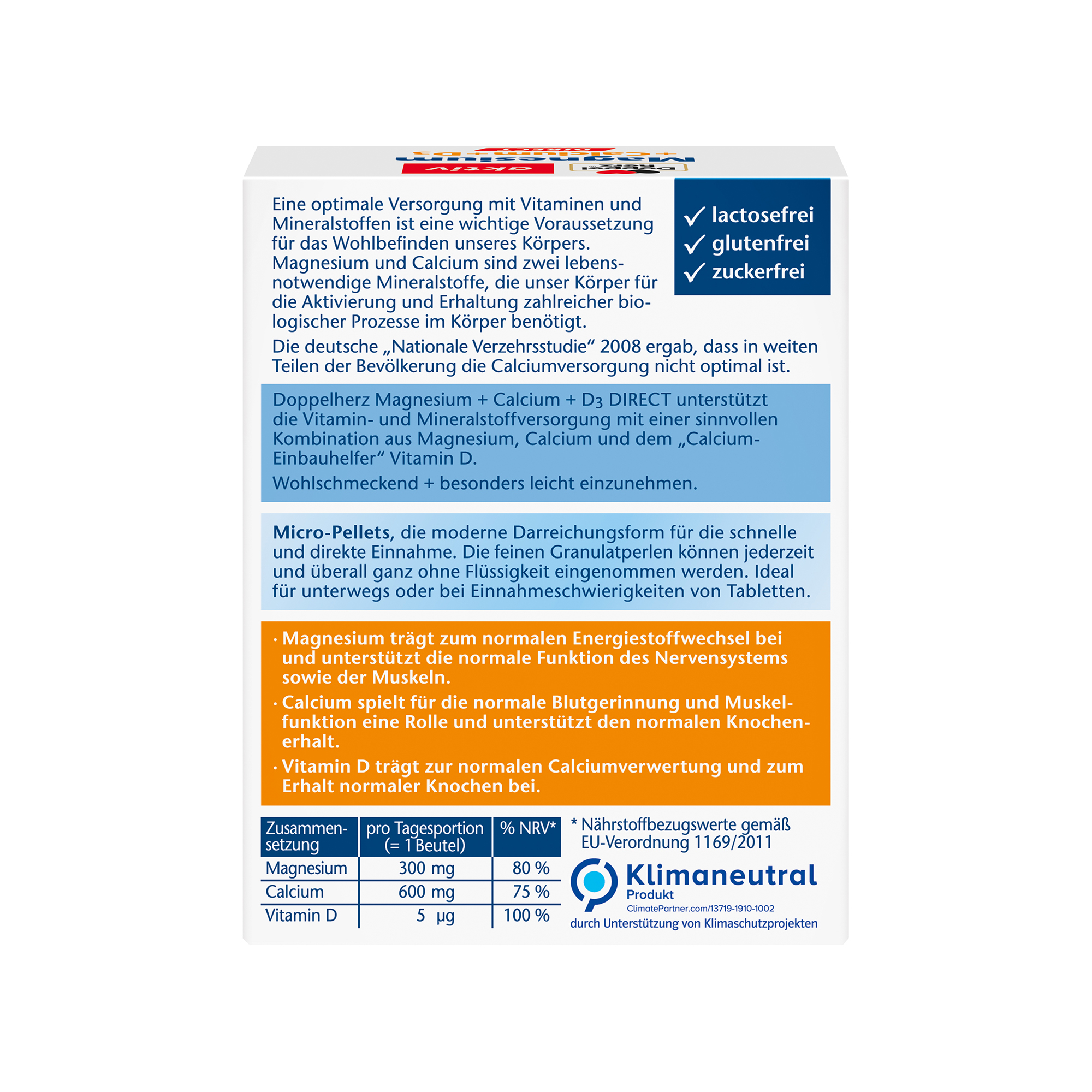 Doppelherz aktiv Magnesium + Calcium + Vitamin D3, 20 Portions