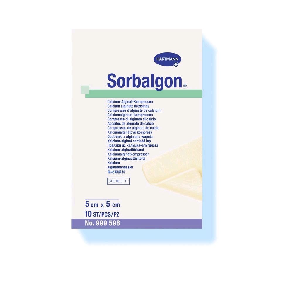 Compress with calcium alginate, Sorbalgon Hartmann, 10 pieces