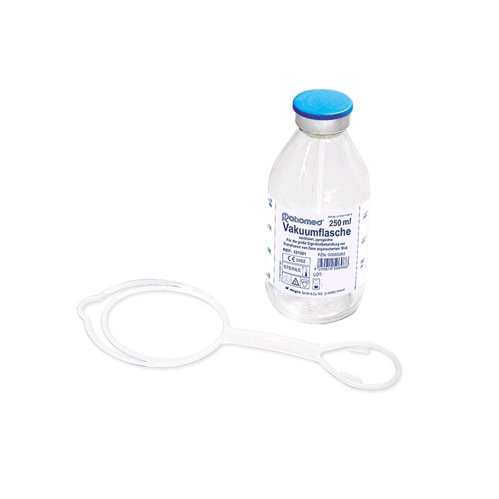 Ratiomed vacuum bottle, ozone therapy, bottle holders, glass, 250ml