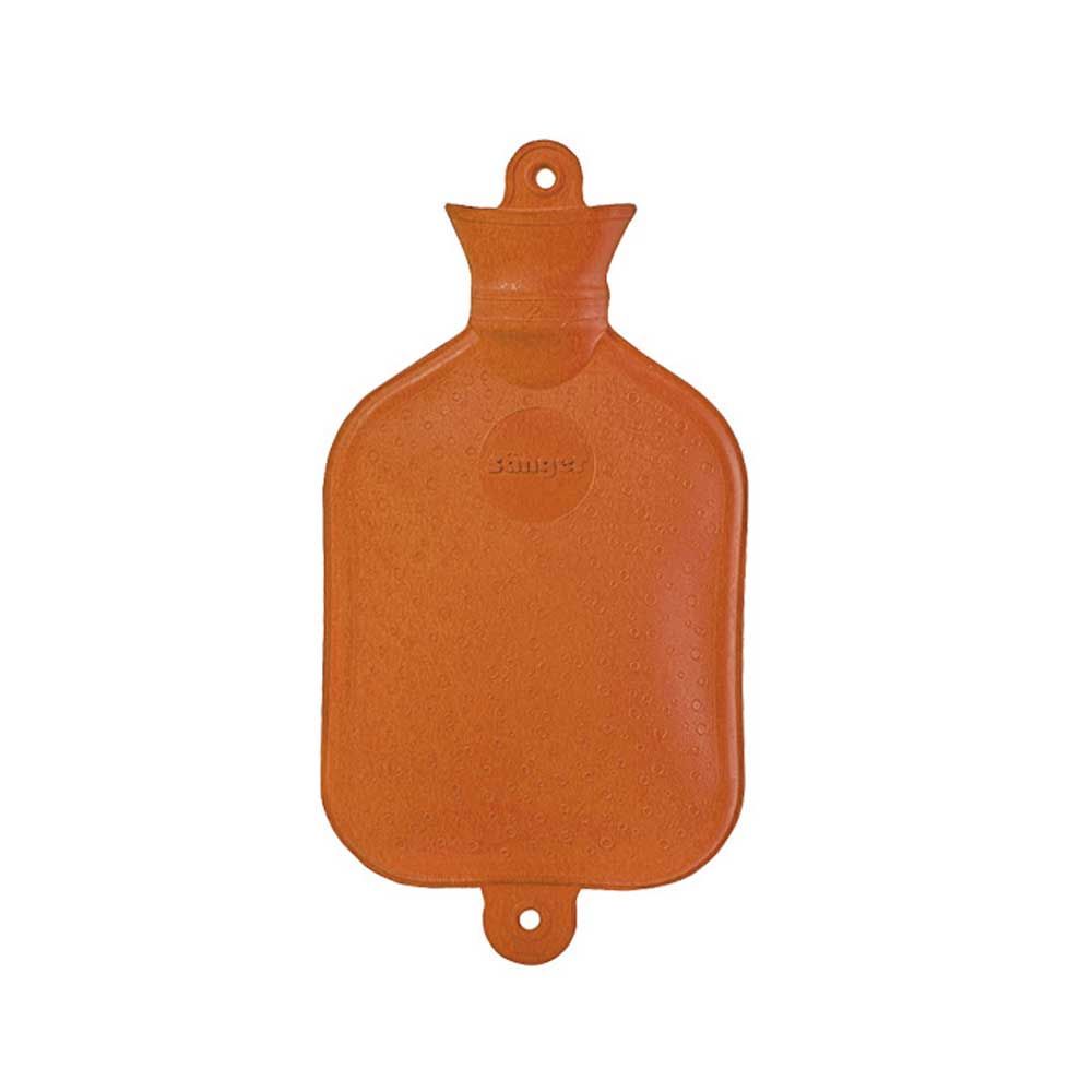 Sänger hot water bottle, rubber, smooth, 1,5 l, orange