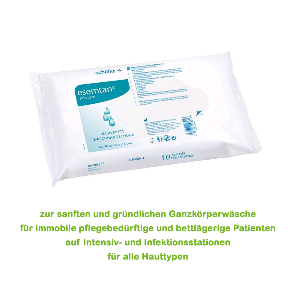 Schülke esemtan® washing gloves, allantoin, ready to use, 10 items