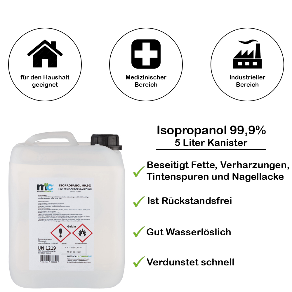 Isopropanol 99,9% isopropyl alcohol 4 x 5 litre canister