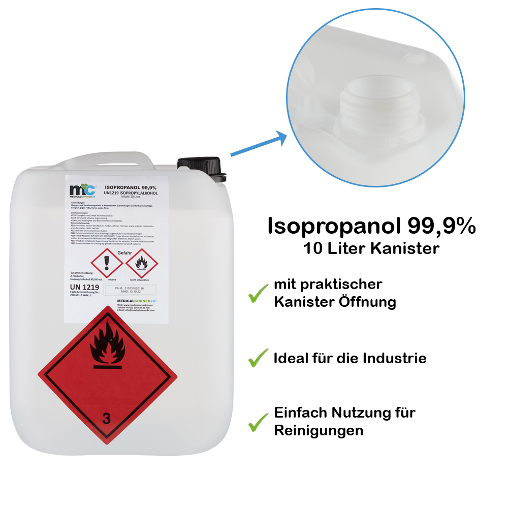 Isopropanol 99,9% isopropyl alcohol 10 litre canister