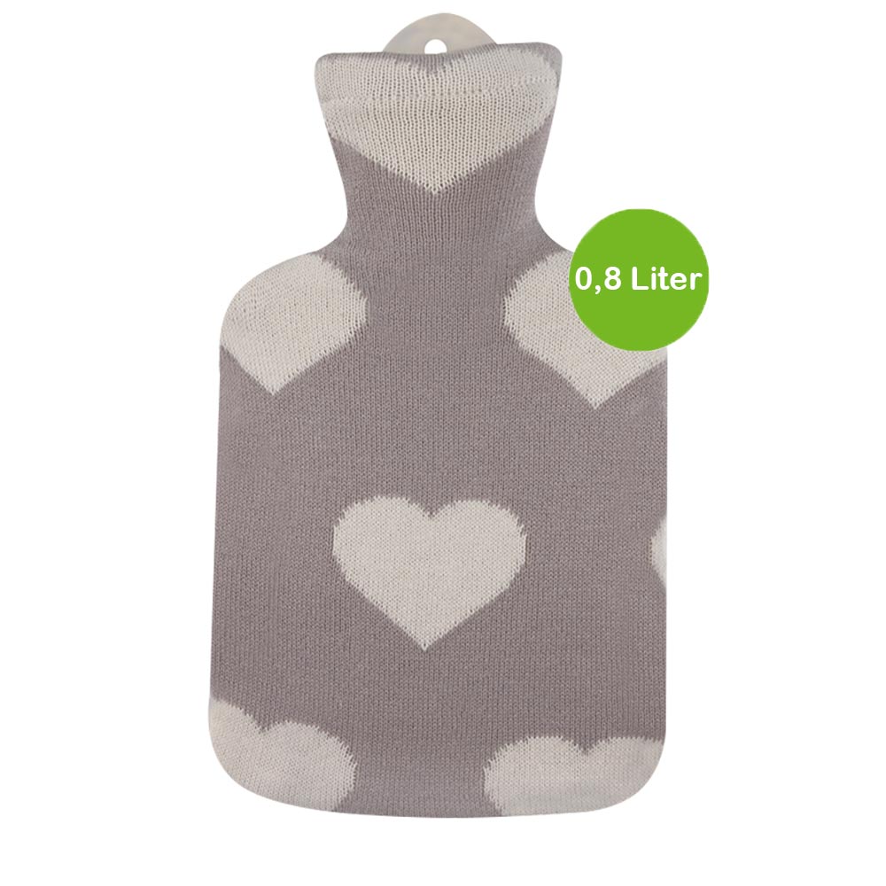 Hot water bottle "Heart for little", with knitted cotton cover