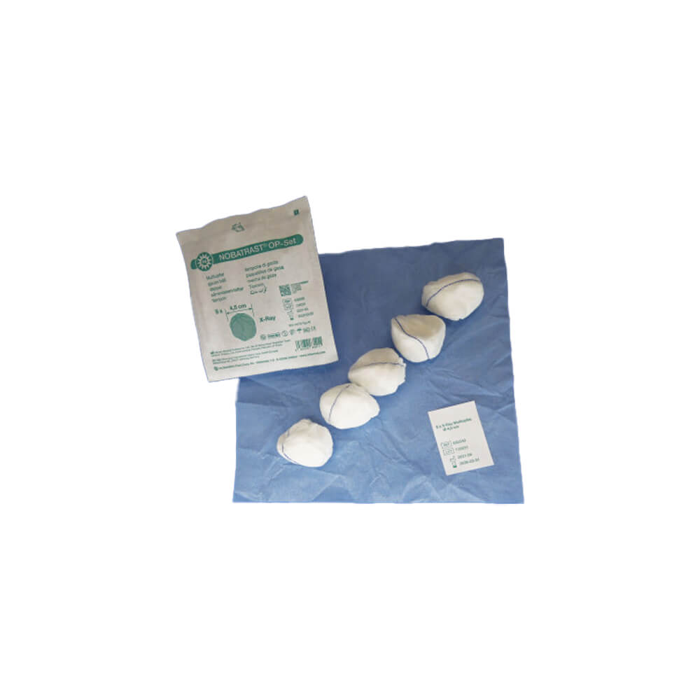 Nobatrast OP-Set, 5 gauze swabs, sterile, Ø 4,5cm