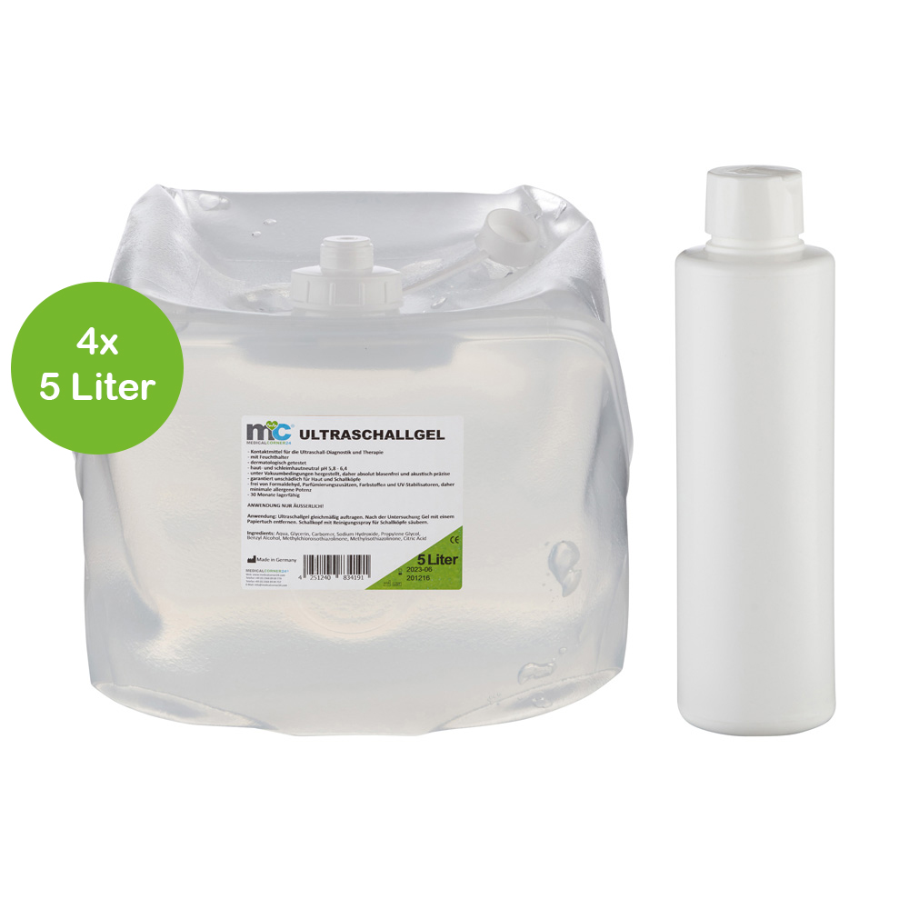 Ultrasound Gel, 4 x 5 litre cubitainer with empty bottle