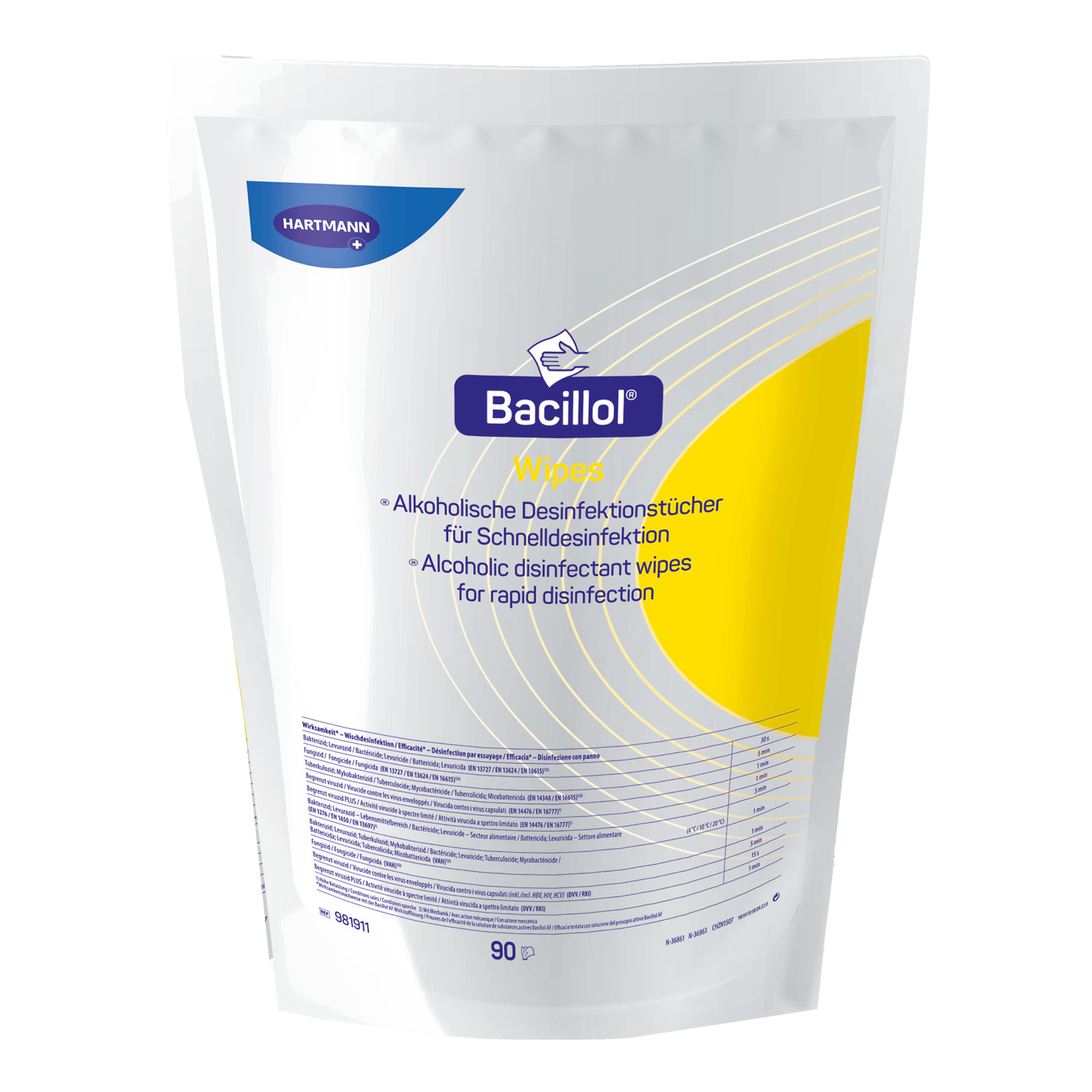 Bacillol Wipes, stand-up pouch with 90 towels