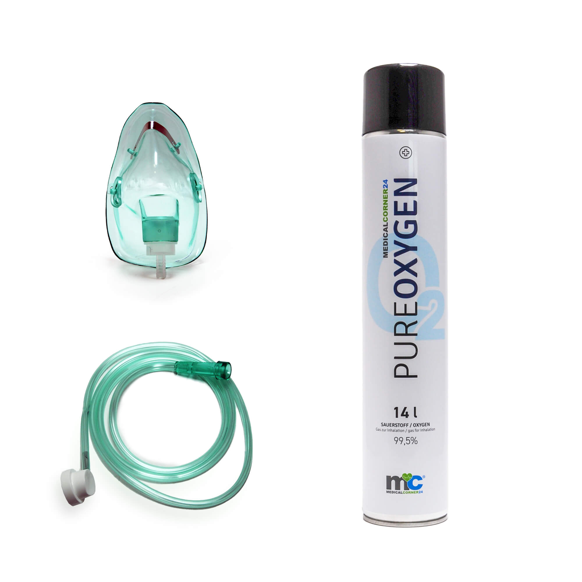 Oxygen cylinder with mask, for home / travelling, 14L oxygen