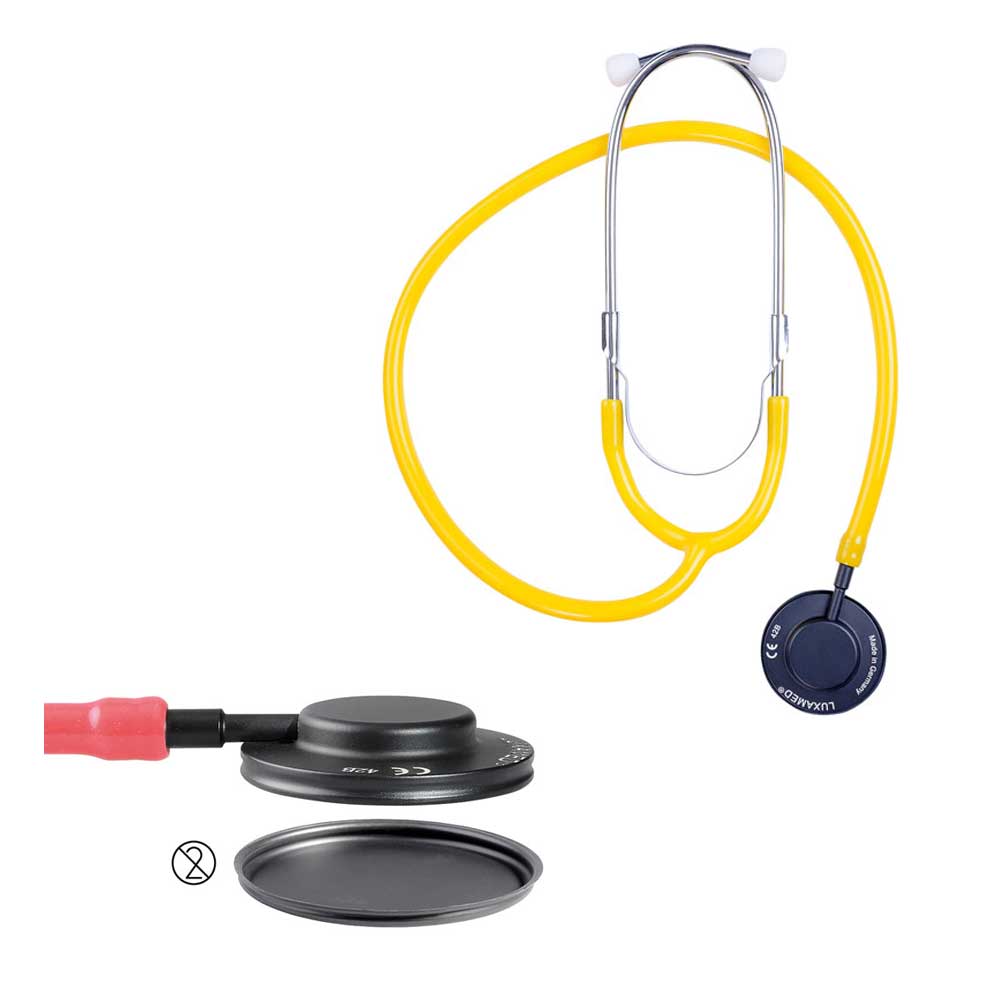 Luxamed Stethoscope LuxaScope Sonus Flat Flex, Aluminum, yellow