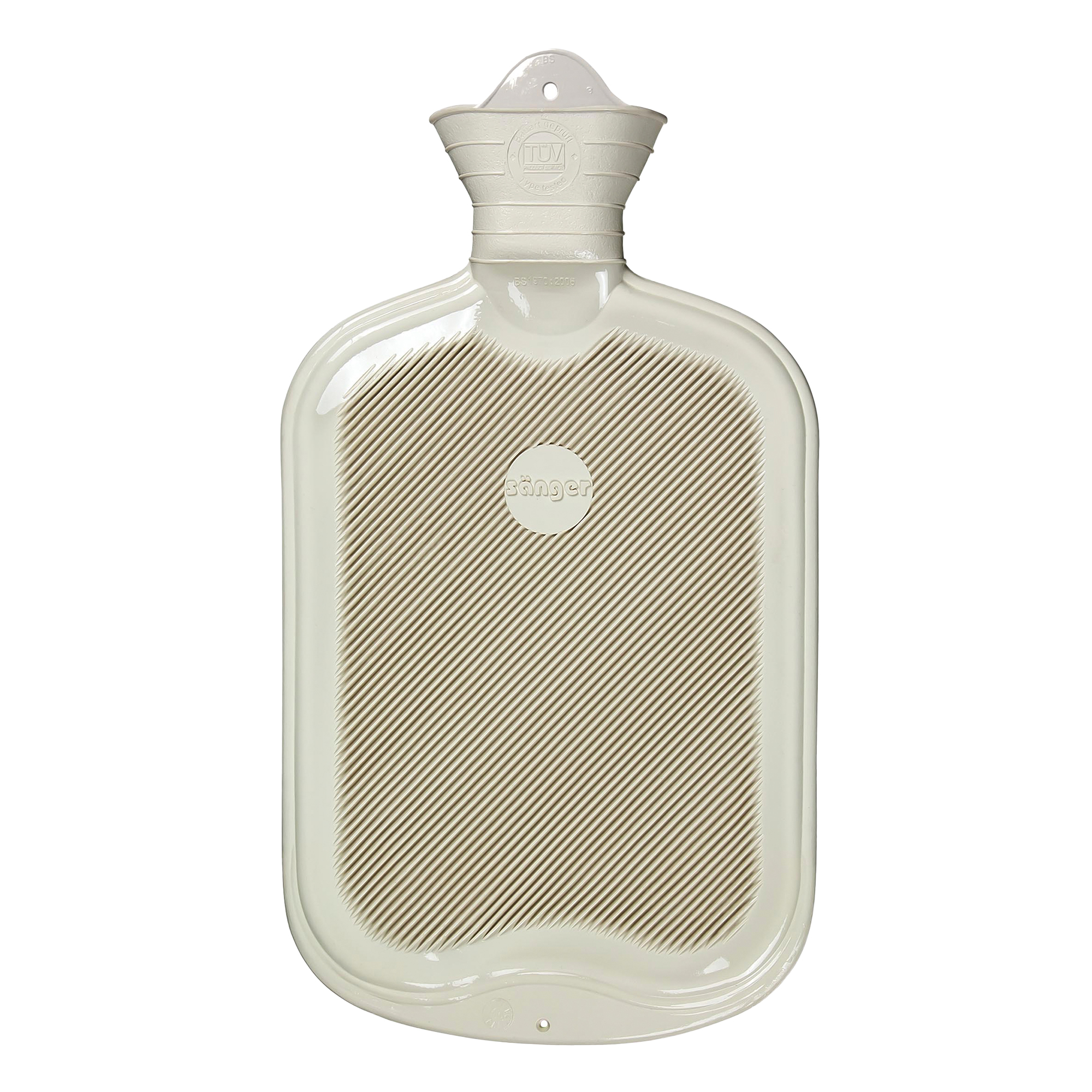 Sänger 2.0 Liter Hot Water Bottle, Natural Rubber, white, FSC one-sided with Lamella