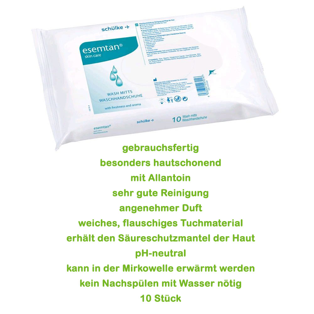 Schülke esemtan® washing gloves, allantoin, ready to use, 10 items