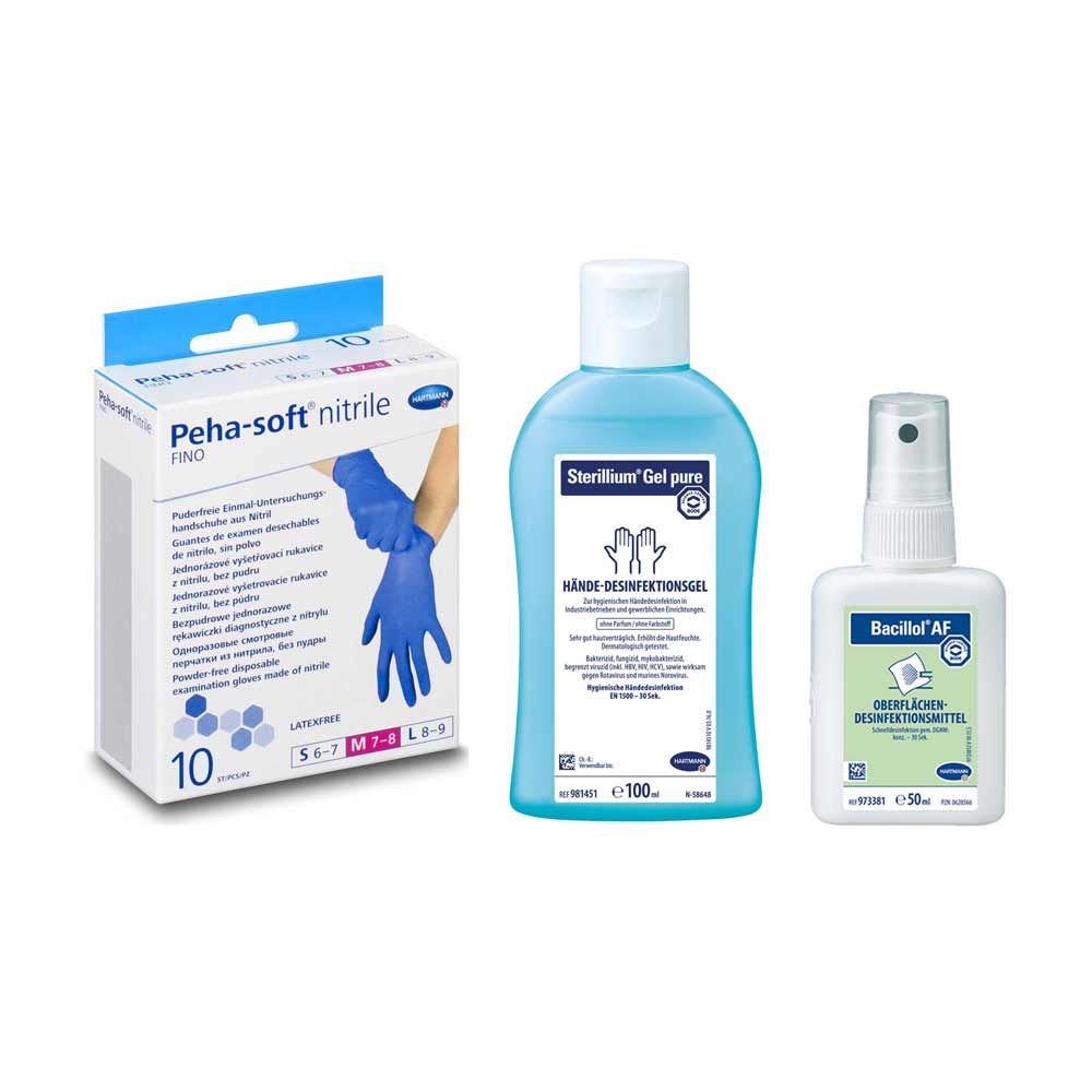 Disinfection Set, Sterillium gel pure, Bacillol AF, Nitrile fino