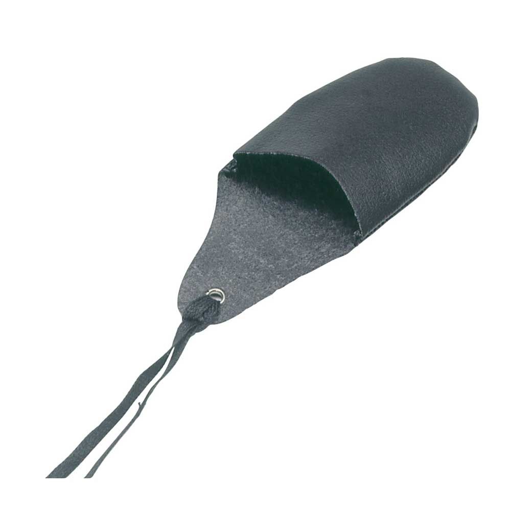 Behrend leather finger cot, black, strap, size 2