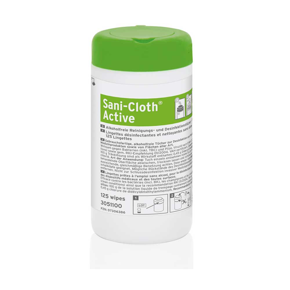 Ecolab Surface Disinfection Wipes Sani-Cloth Active, 125 pcs, tin