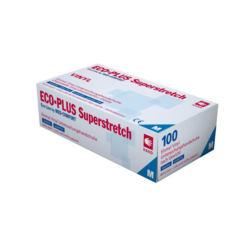 Eco Plus superstretch vinyl gloves, powder-free, XS-XL