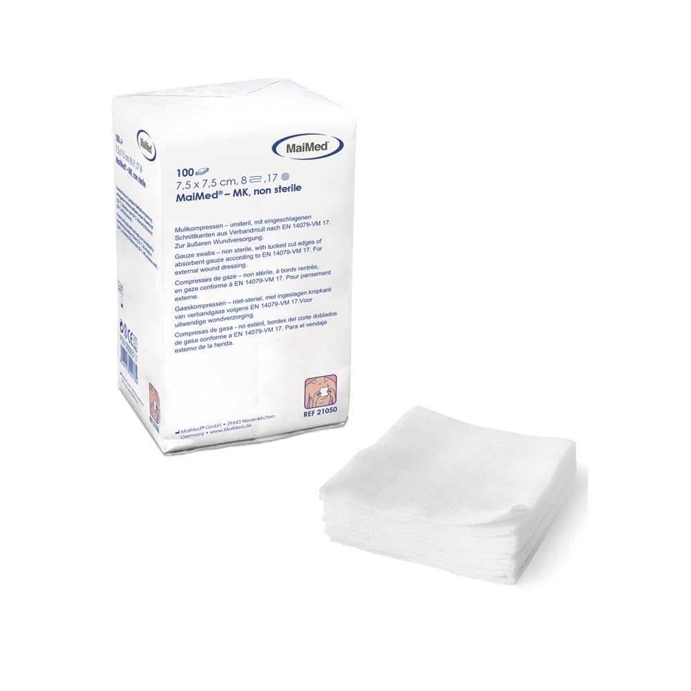 MaiMed gauze compress, non sterile, 5x5 cm, 8-fold, 100 pcs