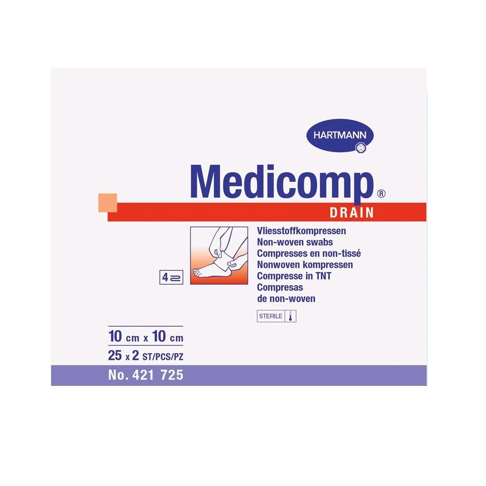 Slot Compresses Medicomp® drain by Hartmann, sterile, 25 x 2 pack