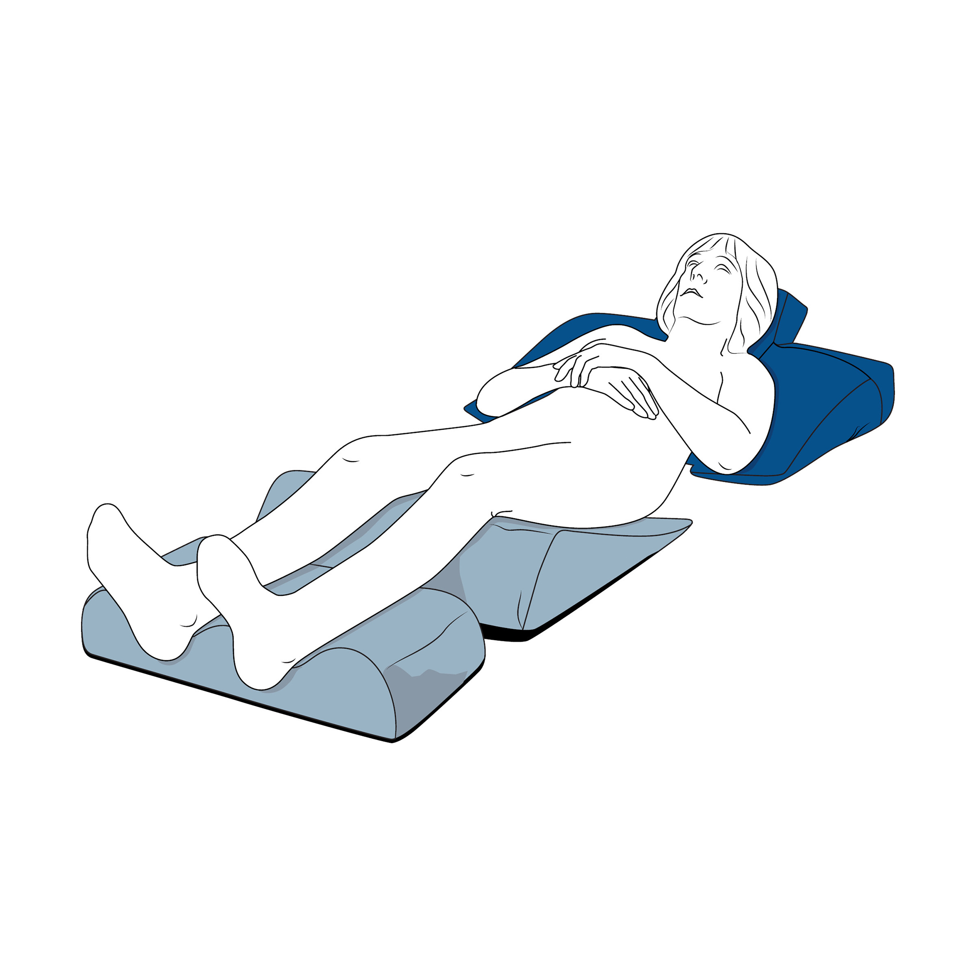SHP CAREPUR Semi-Fowler Pillow M, blue, 65 x 50 x 15 cm