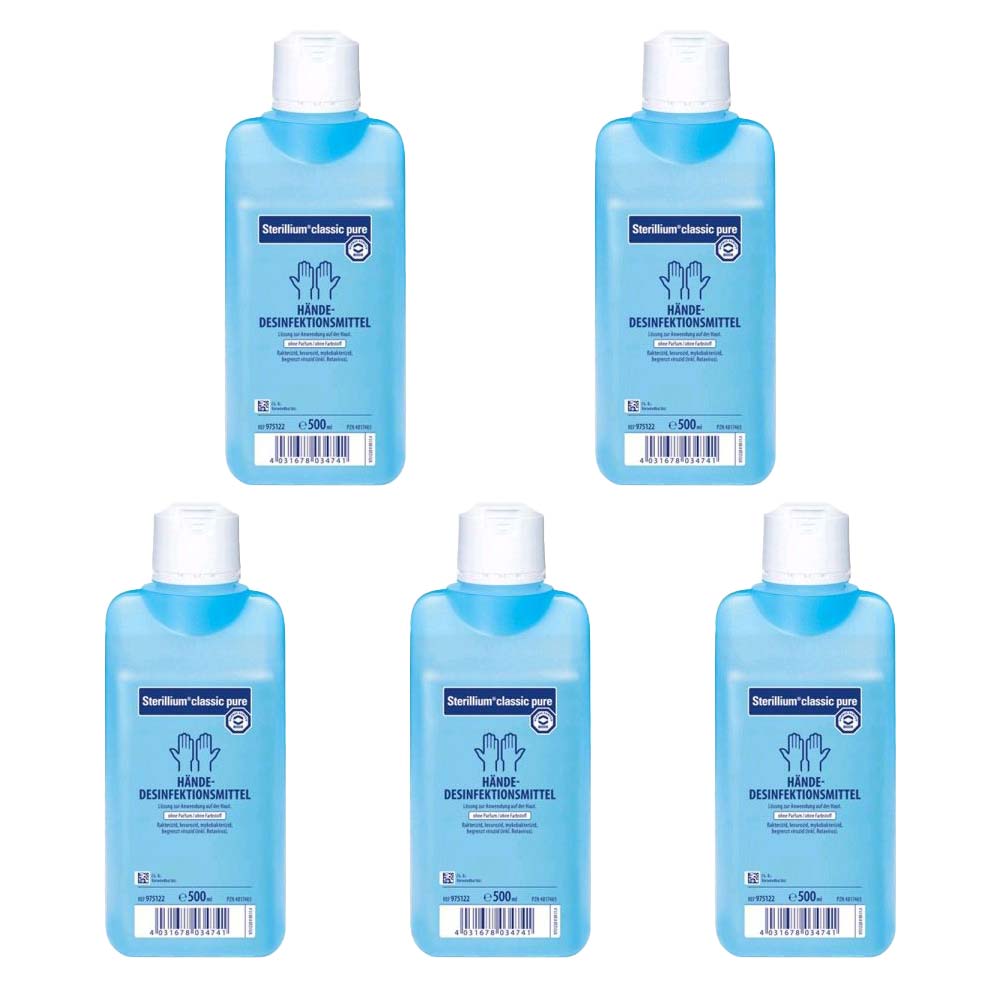 Sterillium classic pure Hand Disinfectant Set by Bode, 5x 500 ml