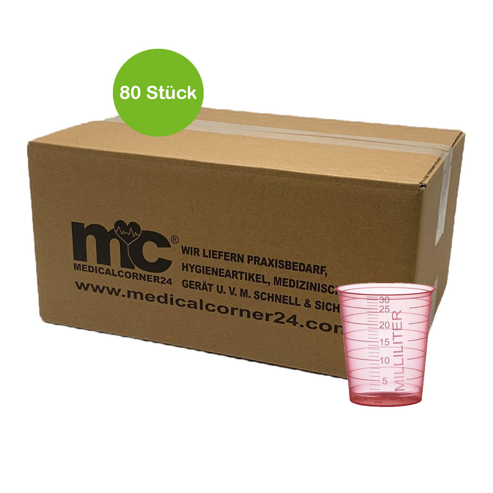 Med Comfort disposable medicine cups, 30ml, 80pcs, red