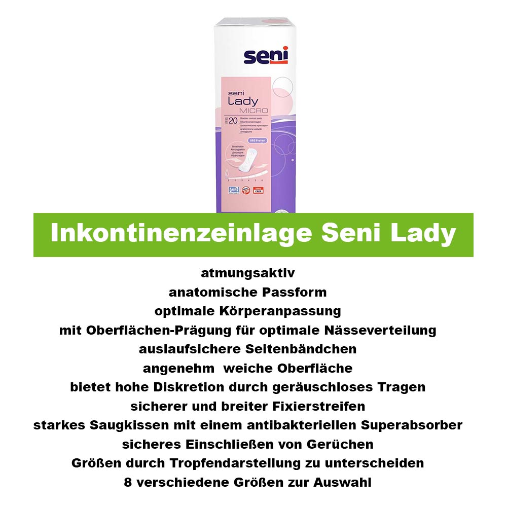 Seni Lady Incontinence Pads, Breathable, Discreet, Micro, 1x20pcs