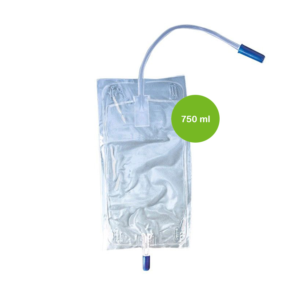 Ratiomed urine leg bag unicameral 750 ml, inlet / outlet, 27.5 cm hose