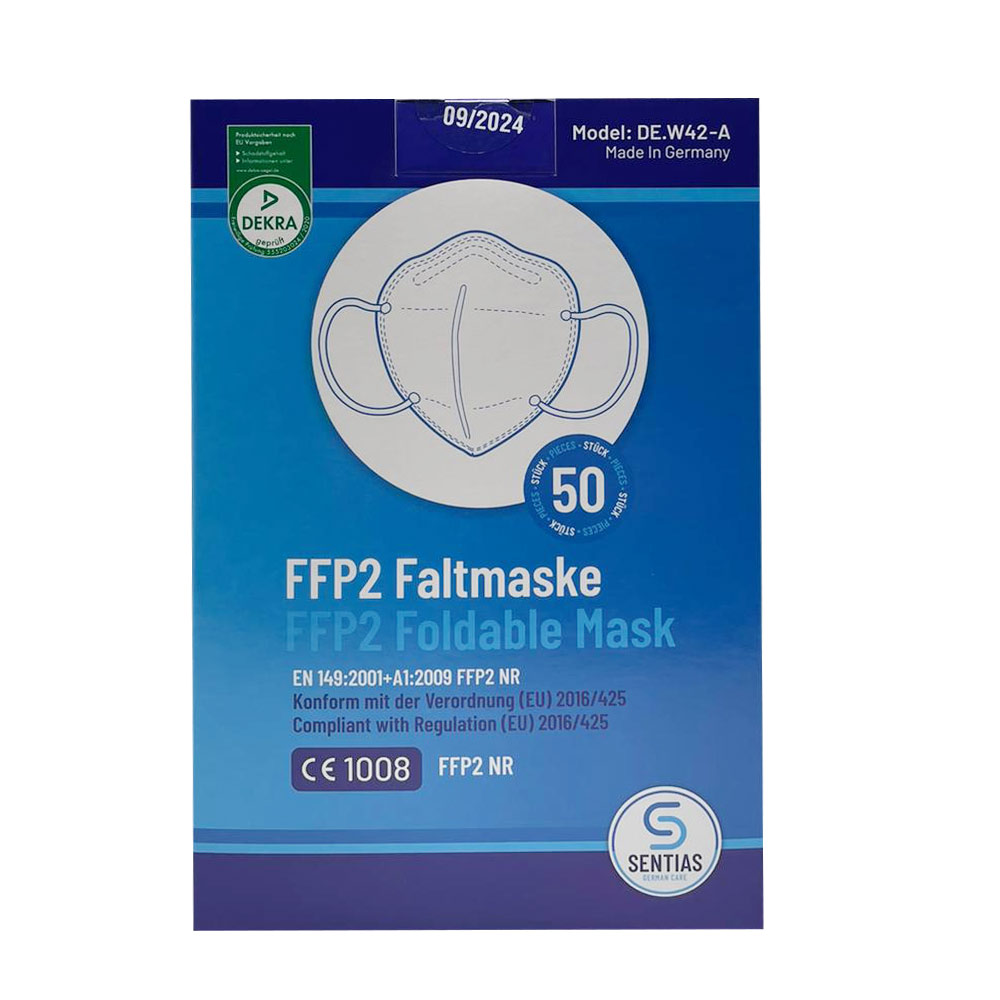 FFP2 breathing mask for folding from sentias, Made in Germany, 50 pieces