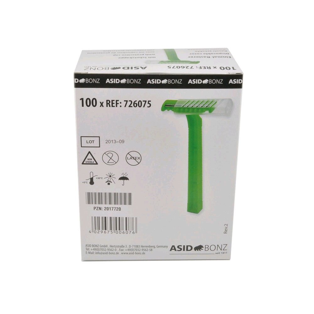 Asid Bonz Disposable Razor, stainless, protective cap, 100 items